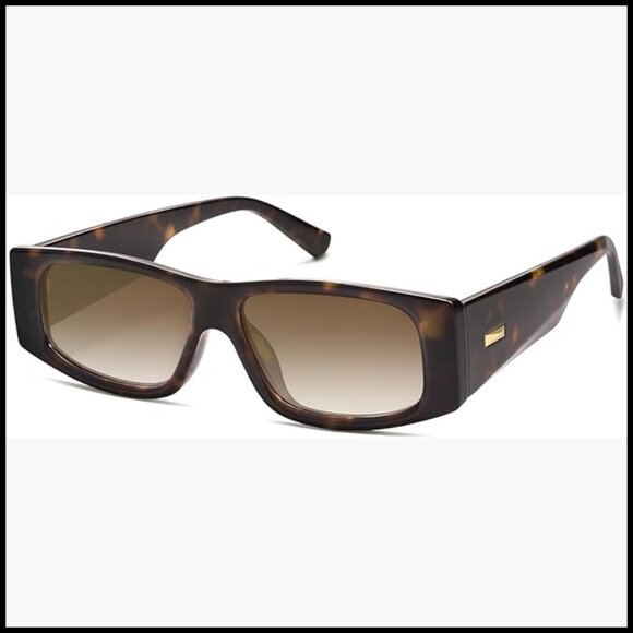 Trendy Y2K Rectangle Polarized Sunglasses with Solid Polycarbonate Frames
